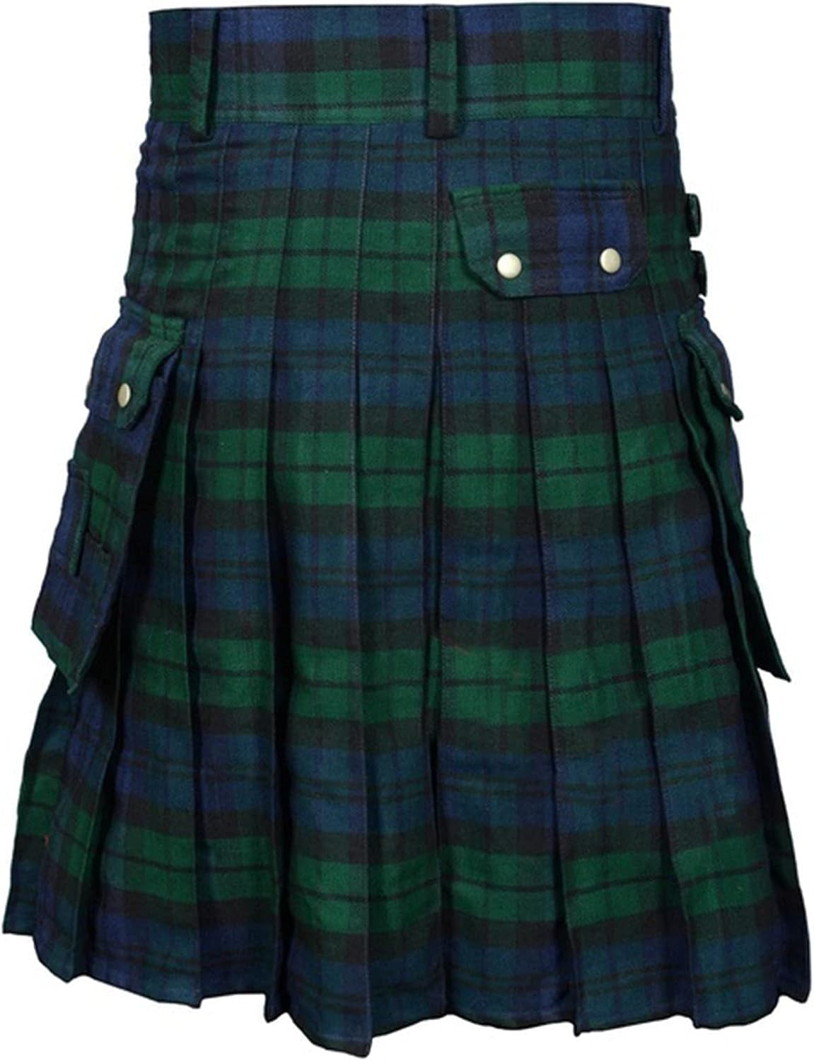 Athletic Shorts, Vintage Kilt Scotland Gothic Fashion Kendo Pocket Skirts Scottish Clothing Green B 3X-Large