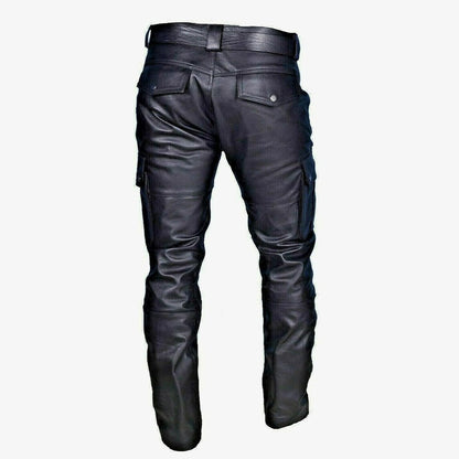 Men'S Leather Pants Streetwear Hip Hop Cargo Joggers for Men Tactical Gothic Street Style Biker Pants