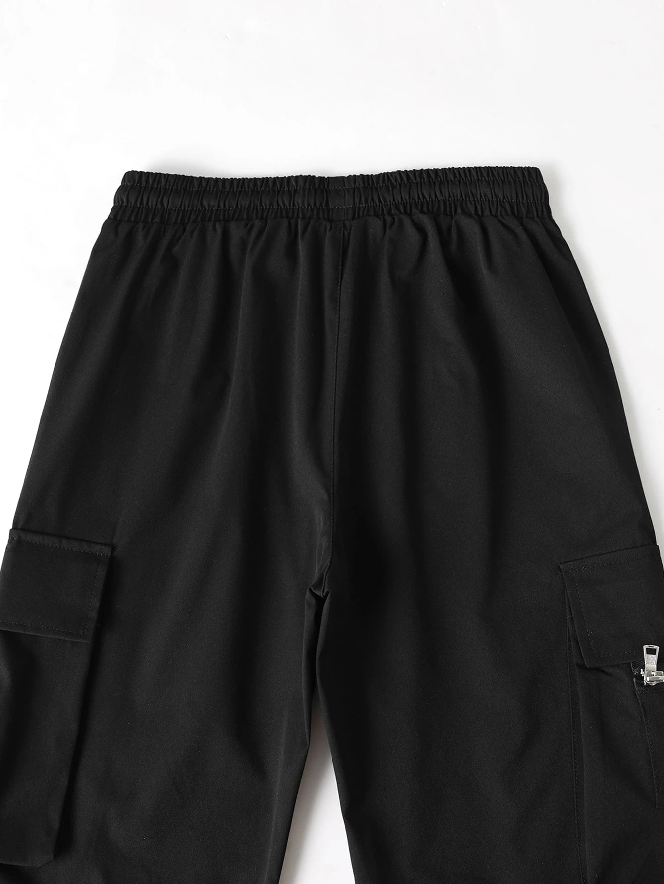 Men Casual Solid Drawstring Waist Cargo Pants, Fall