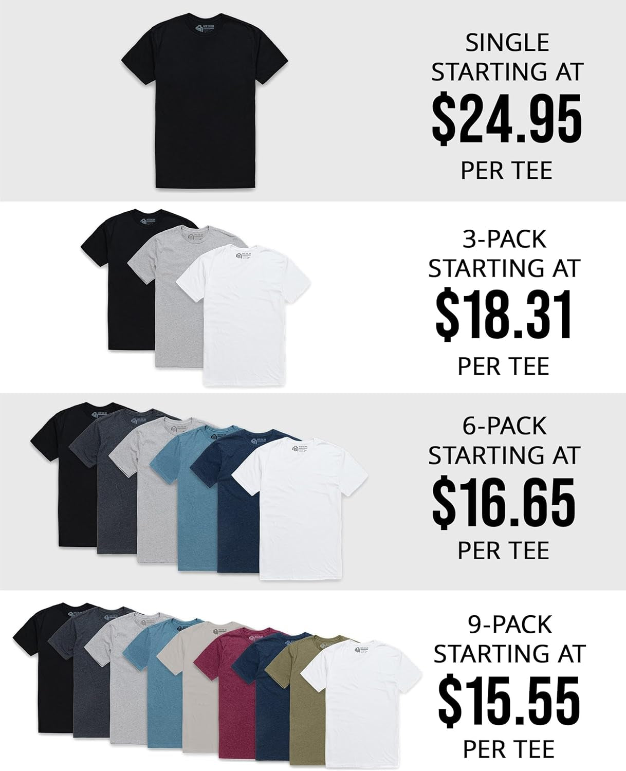 Men'S T-Shirts Soft Cotton Blend Crew Neck Tee S - 4XL Athletic Fit Plain & Logo Basic T-Shirt for Men