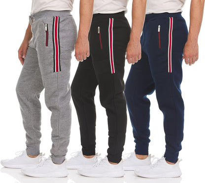 Joggers for Men Zipper Pockets Men'S Sweatpants Athletic Gym Workout Soft Fleece Casual Sweatpants for Men