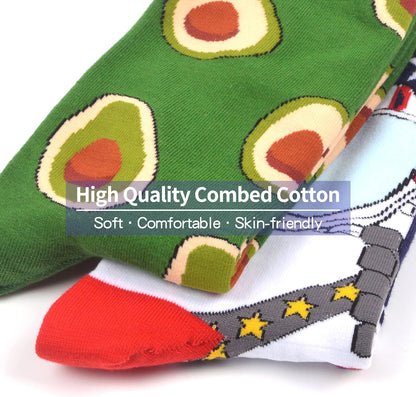 Men'S Novelty Funny Fruit Pattern Casual Combed Cotton Crew Socks - 8 Pack- Size 10-13