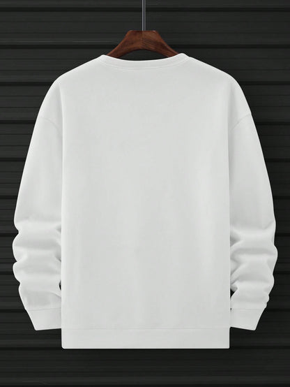 Manfinity Homme Men'S Loose Fit Letter Print Long Sleeve Vintage Going Out Sweatshirt, Friends, for Fall