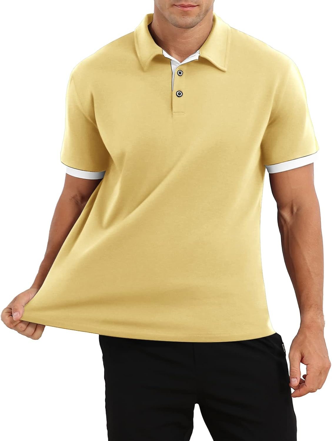 Mens Short&Long Sleeve Polo Shirt Casual Slim Fit Polo Tee Basic Designed Cotton Shirt for Man