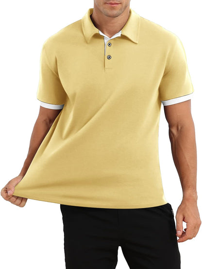Mens Short&Long Sleeve Polo Shirt Casual Slim Fit Polo Tee Basic Designed Cotton Shirt for Man