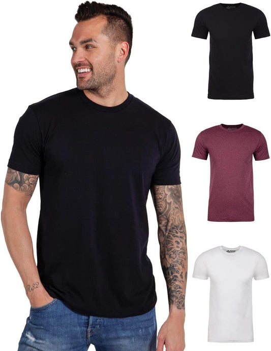 Men'S T-Shirts Soft Cotton Blend Crew Neck Tee S - 4XL Athletic Fit Plain & Logo Basic T-Shirt for Men