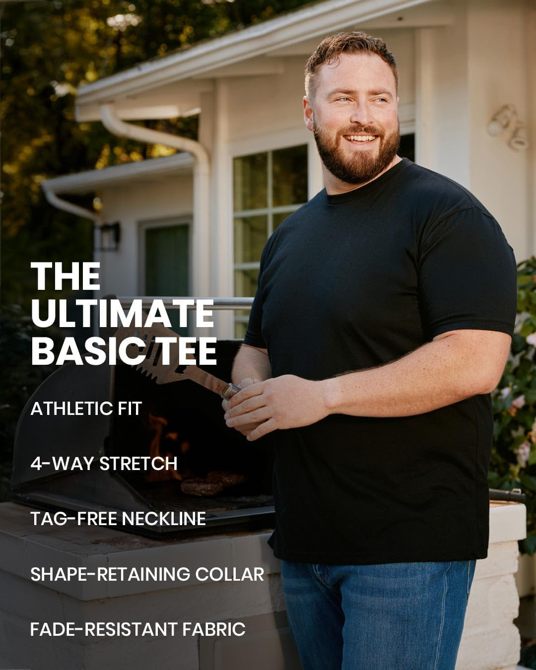 Men'S T-Shirts Soft Cotton Blend Crew Neck Tee S - 4XL Athletic Fit Plain & Logo Basic T-Shirt for Men