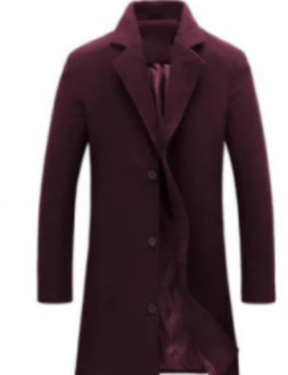 Autumn and Winter New Mens Solid Color Casual Business Woolen Coats