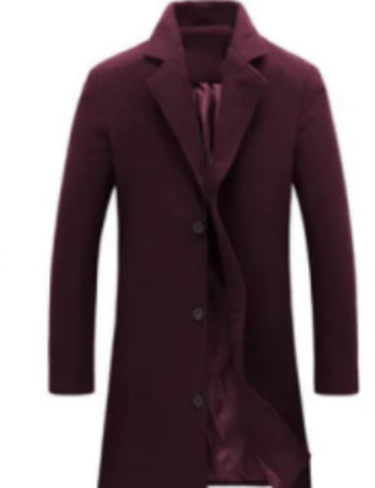 Autumn and Winter New Mens Solid Color Casual Business Woolen Coats