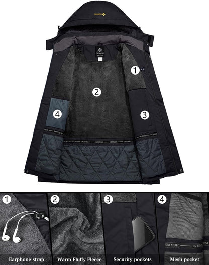 Men'S Mountain Waterproof Ski Snow Jacket Winter Windproof Rain Jacket