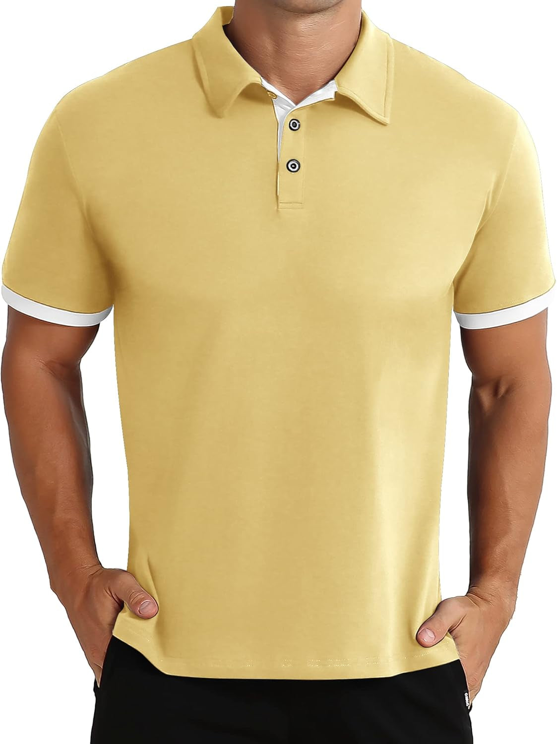 Mens Short&Long Sleeve Polo Shirt Casual Slim Fit Polo Tee Basic Designed Cotton Shirt for Man