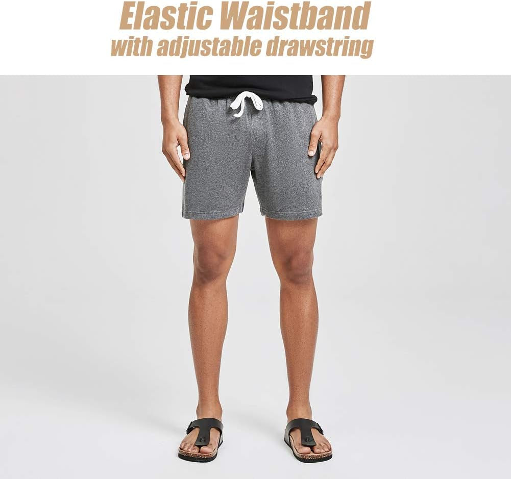 Mens Athletic Gym Shorts 5.5" Elastic Waist Casual Pajama Pocket Jogger Men Workout Short Pants