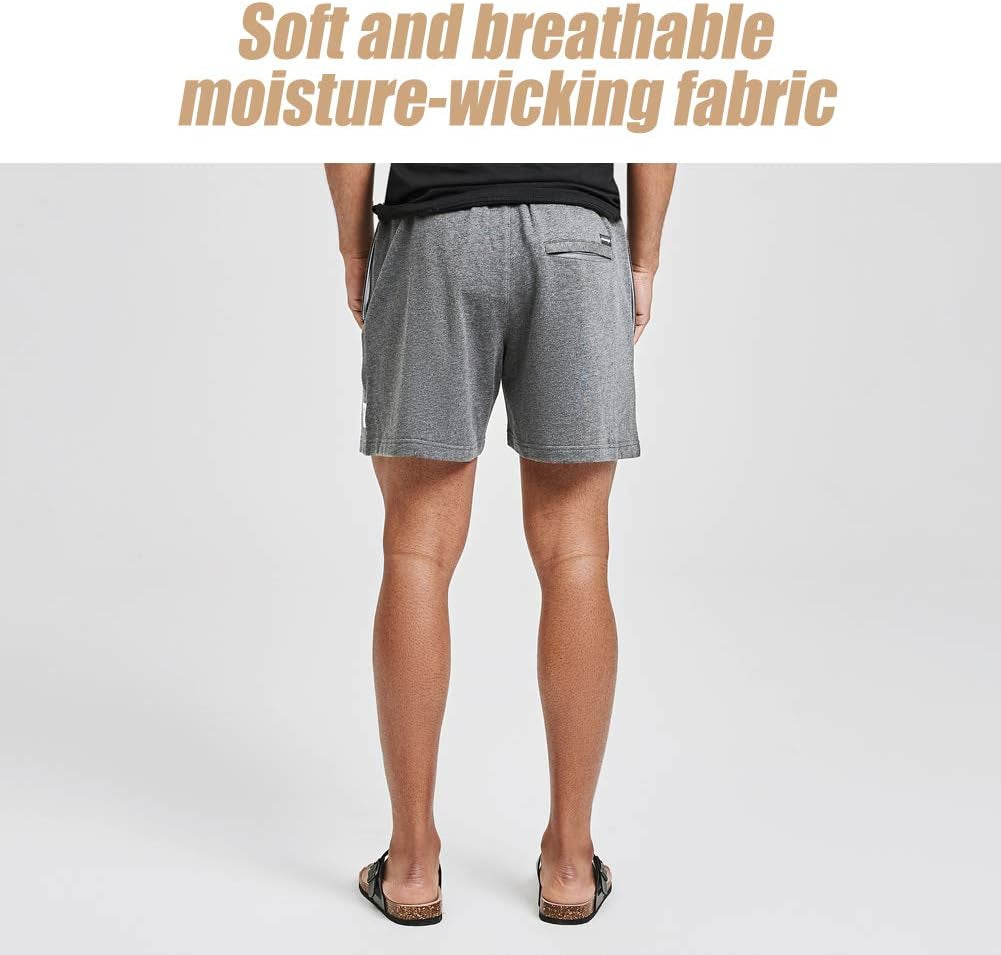 Mens Athletic Gym Shorts 5.5" Elastic Waist Casual Pajama Pocket Jogger Men Workout Short Pants