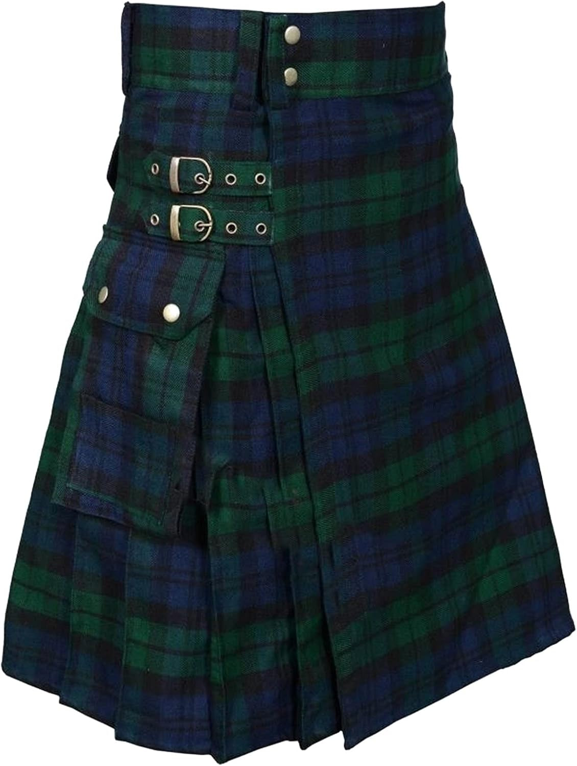 Athletic Shorts, Vintage Kilt Scotland Gothic Fashion Kendo Pocket Skirts Scottish Clothing Green B 3X-Large