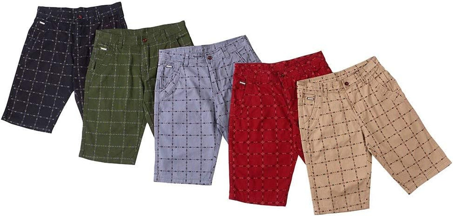 Classic Plaid Slim Fit Cargo Shorts for Men 9" Inseam Casual Outdoor Knee Length Board Pants Comfy Hiking Trunks Khaki