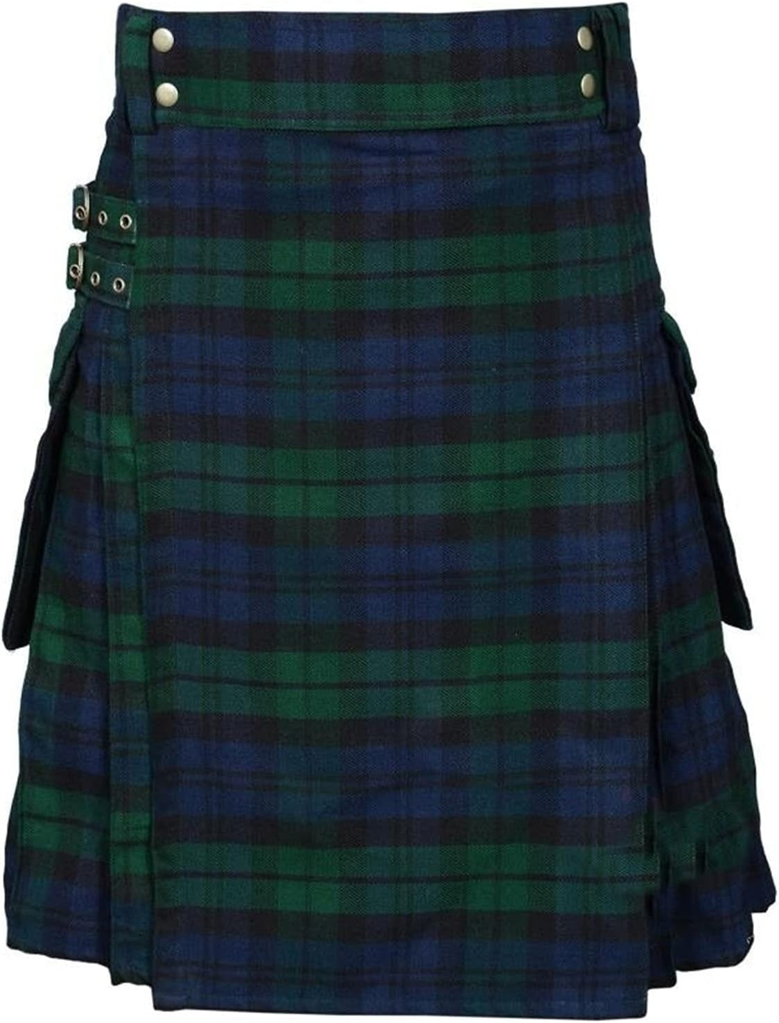 Athletic Shorts, Vintage Kilt Scotland Gothic Fashion Kendo Pocket Skirts Scottish Clothing Green B 3X-Large
