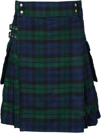 Athletic Shorts, Vintage Kilt Scotland Gothic Fashion Kendo Pocket Skirts Scottish Clothing Green B 3X-Large