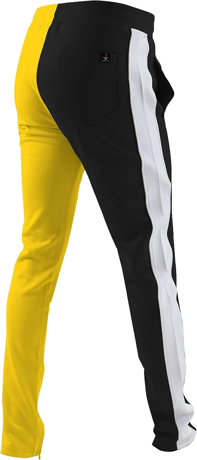 Men'S Premium Sport Zipper Bottom Modern Workout Cargo Track Pants P41110-Black/Gold-Small