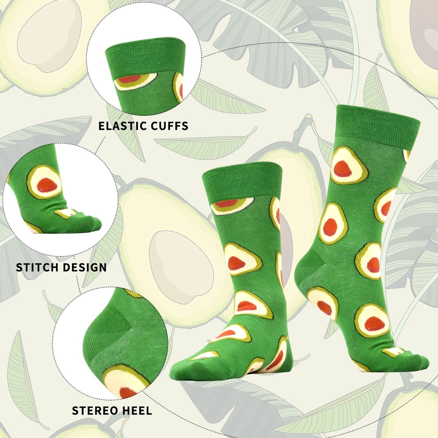 Men'S Novelty Funny Fruit Pattern Casual Combed Cotton Crew Socks - 8 Pack- Size 10-13